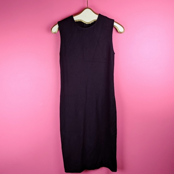 Vince Black Ribbed Pencil Sheath Dress - Small - Picture 2 of 8